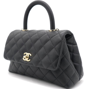 Quilted Mini Coco Handle Flap Black