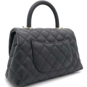 Quilted Mini Coco Handle Flap Black
