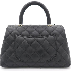 Quilted Mini Coco Handle Flap Black