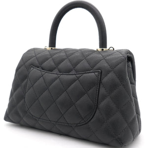 Quilted Mini Coco Handle Flap Black