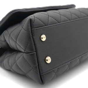 Quilted Mini Coco Handle Flap Black