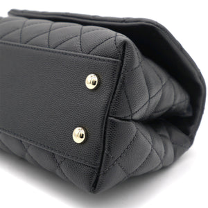 Quilted Mini Coco Handle Flap Black