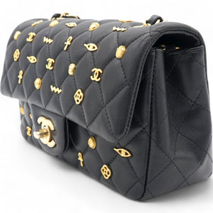 Quilted Egyptian Amulet Mini Rectangular Flap Black