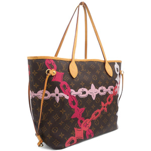 Sac Neverfull MM Edition Flower Chain en toile monogram marron