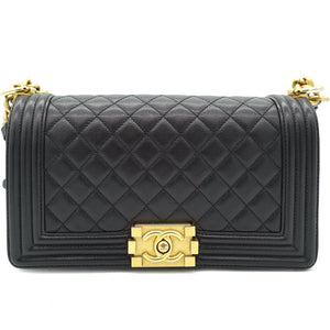 Black Caviar Quilted Old Medium Boy Flap