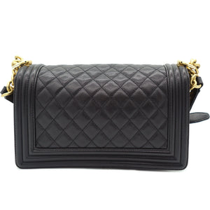 Black Caviar Quilted Old Medium Boy Flap
