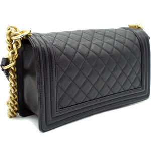 Black Caviar Quilted Old Medium Boy Flap