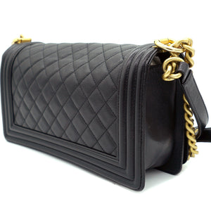 Black Caviar Quilted Old Medium Boy Flap