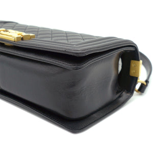 Black Caviar Quilted Old Medium Boy Flap