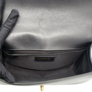 Black Caviar Quilted Old Medium Boy Flap