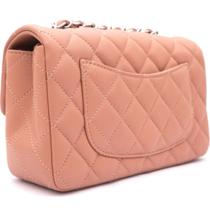 Lambskin Quilted Mini Rectangular Flap Dark Pink