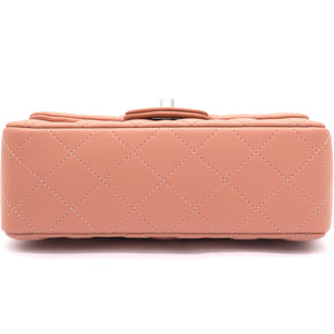Lambskin Quilted Mini Rectangular Flap Dark Pink