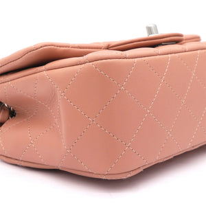 Lambskin Quilted Mini Rectangular Flap Dark Pink
