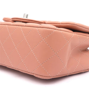Lambskin Quilted Mini Rectangular Flap Dark Pink