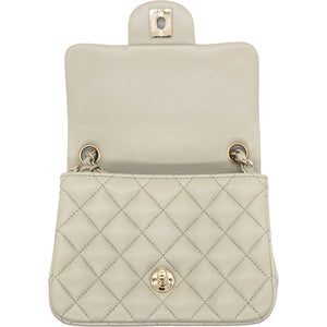 Lambskin Quilted Mini Square Flap Grey
