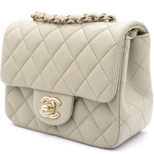 Lambskin Quilted Mini Square Flap Grey