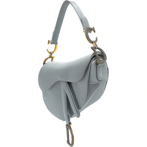 Grey Satin Mini Saddle Bag