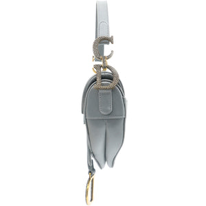 Grey Satin Mini Saddle Bag