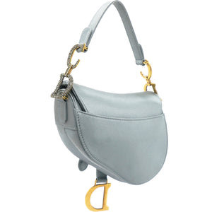 Grey Satin Mini Saddle Bag