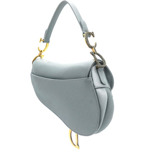 Grey Satin Mini Saddle Bag