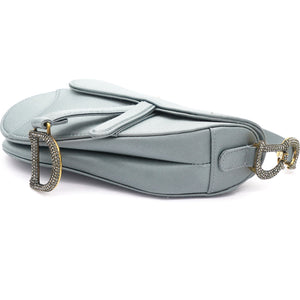 Grey Satin Mini Saddle Bag