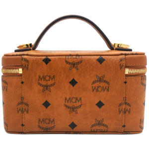 Vanity Case Crossbody Bag In Visetos With Gold Hardware Cognac