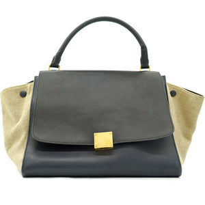Calfskin Fabric Medium Black/Navy/Natural Trapeze