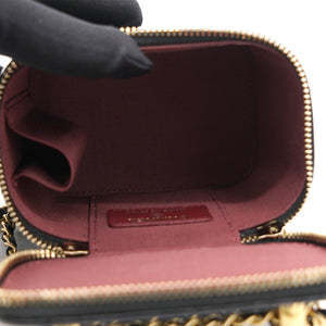 Calfskin Quilted Mini Perfect Fit Vanity Case With Chain Black