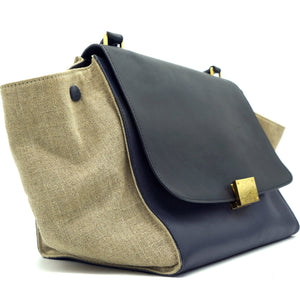 Calfskin Fabric Medium Black/Navy/Natural Trapeze