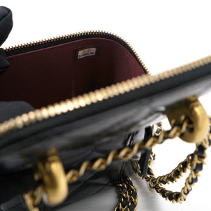 Calfskin Quilted Mini Perfect Fit Vanity Case With Chain Black