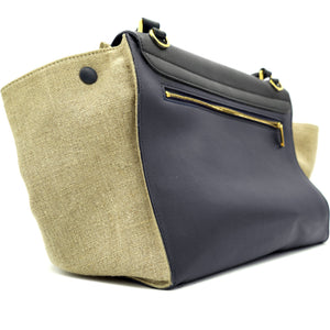Calfskin Fabric Medium Black/Navy/Natural Trapeze