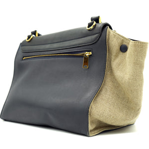 Calfskin Fabric Medium Black/Navy/Natural Trapeze