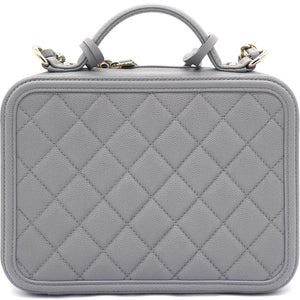 Caviar Quilted Medium CC Filigree Vanity Case Grey