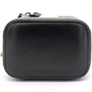 Calfskin Quilted Mini Perfect Fit Vanity Case With Chain Black