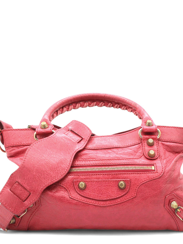 Red Lambskin Leather Motorcycle City Bag