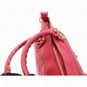 Red Lambskin Leather Motorcycle City Bag