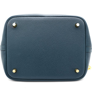Clemence Leather Picotin Lock 22 Bag Vert Cypress
