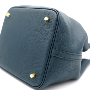 Clemence Leather Picotin Lock 22 Bag Vert Cypress