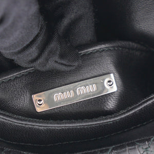 Black Matelasse Leather Crystal Crossbody Bag