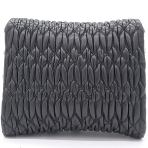 Black Matelasse Leather Crystal Crossbody Bag