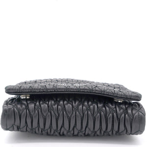 Black Matelasse Leather Crystal Crossbody Bag