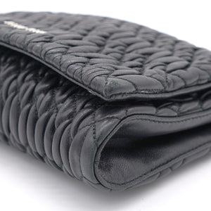 Black Matelasse Leather Crystal Crossbody Bag