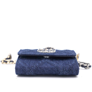 Quilted Blue Denim 19 Card Holder with Chain