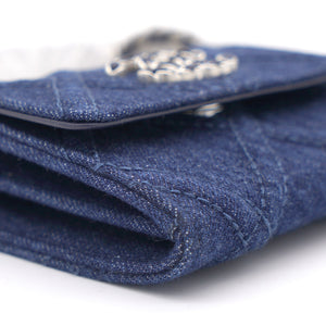 Quilted Blue Denim 19 Card Holder with Chain