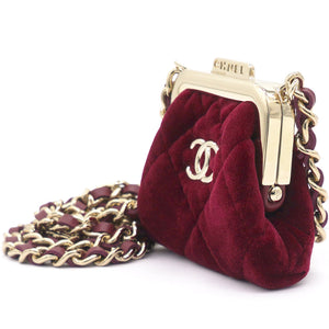Red Velvet Clutch with Chain