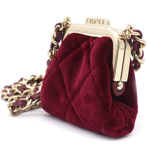 Red Velvet Clutch with Chain