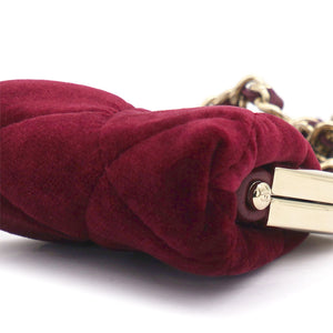 Red Velvet Clutch with Chain