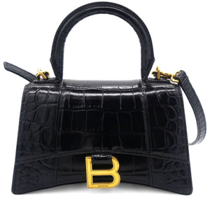 Black Xs Hourglass Top Handle Bag In 1000 Black