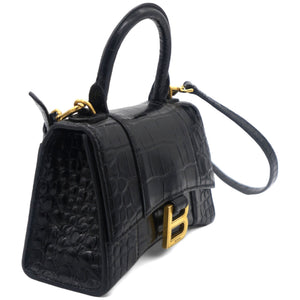 Black Xs Hourglass Top Handle Bag In 1000 Black