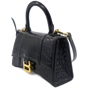 Black Xs Hourglass Top Handle Bag In 1000 Black